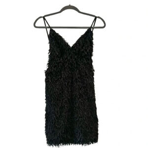Mable Women’s Rendezvous Shag Dress Size Small Black Backless Spaghetti Straps